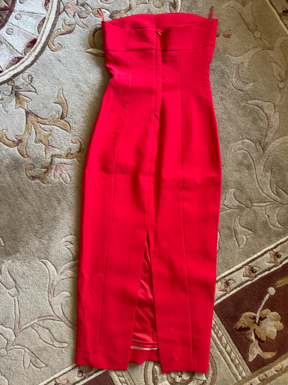 Zara Strapless Red Midi Sheath Dress - Picture 4 of 5